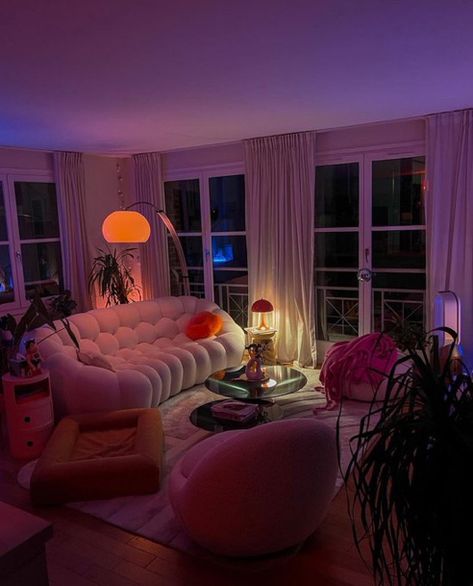 Relaxation, Lamps, Apartment, Living Room, Lighting, Purple, Furniture