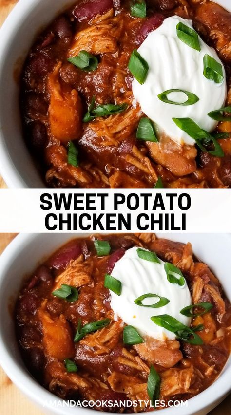 Fall Crockpot Recipes Sweet Potato, Sweet Potato Chicken Chili Crockpot, Chili For 40 People, Chicken And Sweet Potato Recipe Crockpot, Crockpot Chicken Sweet Potato, Crockpot Chicken And Sweet Potatoes, Chicken Sweet Potato Crockpot, Chicken And Sweet Potato Recipe Healthy, Sweet Potato Chili Crockpot