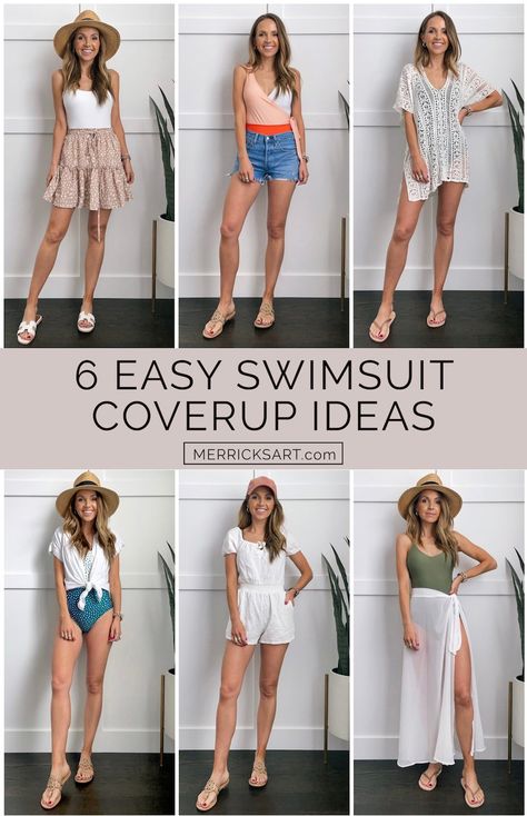 cute beach outfits and swimsuit coverups Beach Outfit 2023 Women, Beach Hangout Outfits, Beach Looks 2023, Swimsuits Outfits 2023, Outfit Over Swimsuit, Pool Outfits Summer, Boracay Outfit Ideas, Cute Beach Day Outfits, Cute Beach Clothes