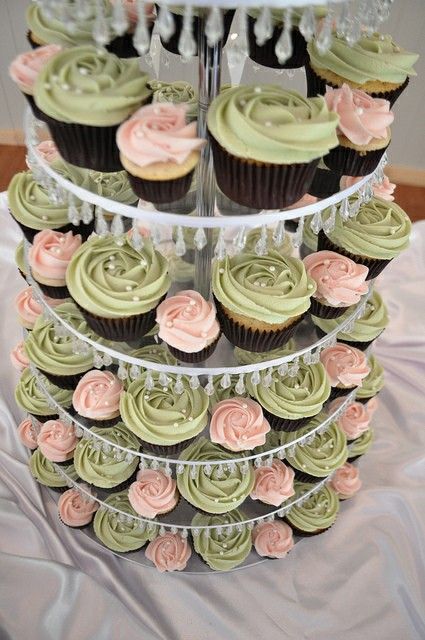 Sage Green And Blush Cupcakes, Sage And Pink Graduation Party, Quince Decorations Pink And Green, Blush Pink Wedding Cupcakes, Pink Green Cupcakes, Sage Green And Dusty Rose Cupcakes, Blush Pink And Sage Green Birthday Decorations, Pink And Sage Green Sweet 16, Sage And Pink Party Decor