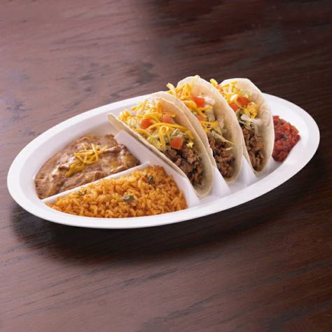 I want a set of white, ceramic Taco Plates.... AND some Mmmexican food!  LOL Taco Sides, Taco Plate, Sides Dinner, Fried Beans, Taco Stand, Serve Ware, Homemade Tacos, Cool Stuff To Buy, Dinner Plate Sets