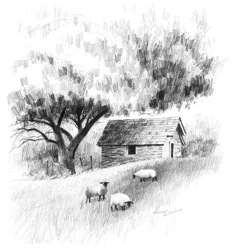 Landscape drawing tutorial | Mark Willenbrink, ArtistsNetwork.com Pencil Sketches Landscape, Landscape Drawing Tutorial, Landscape Pencil Drawings, Pencil Drawing Tutorials, Drawing Lesson, Landscape Sketch, Caran D'ache, Charcoal Art, Landscape Designs