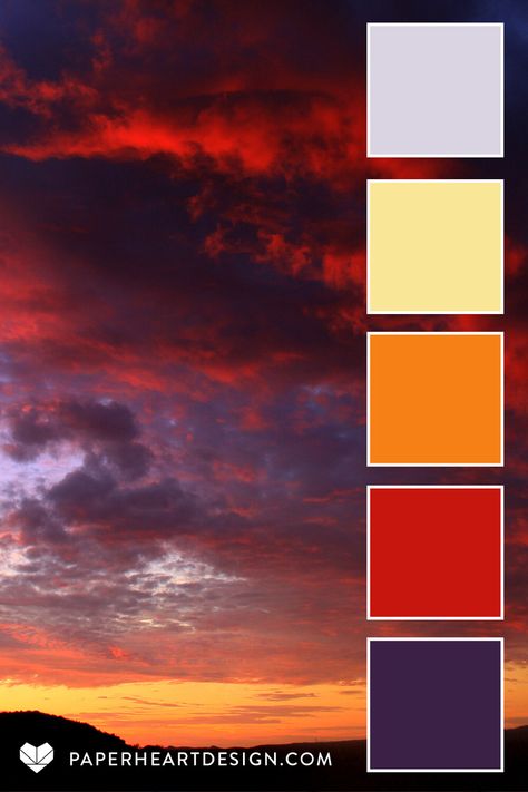 Sunset Color Scheme, Sunset Color Palette, Brand Colour Schemes, Palettes Color, Thunder Storm, Yellow Palette, Warm Sunset, Orange Color Palettes, Purple Color Palettes