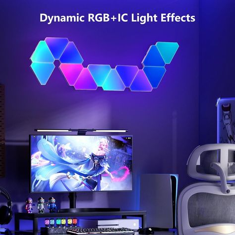 🎮✨ Our RGB collection has it all! Brighten your gaming space with every color and style imaginable. 🌈🔥 Triangle Led Lights, Triangle Wall Lights, Gaming Room Decor, Light App, Triangle Wall, Light Panels, Light Board, Led Diy, Life App