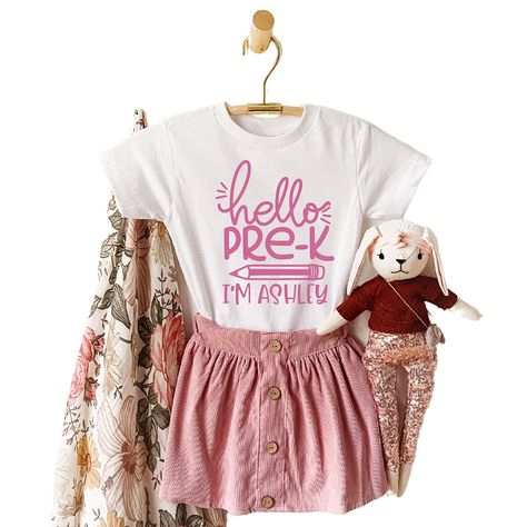 Amazon - Hello Pre-K Back to School Outfits for Girls, Personalized Kindergarten Shirts for Toddler Girl, Cute First day of School Outfit, Second, Third, Fourth, Fifth Grade Clothes for Kids. PCL #backtoschool #cutebacktoschooloutfits #backtoschooloutfits #cutegirlsoutfits #girlsoutfits #commissionablelink Boys School Outfits, Hello Kindergarten, Outfits For Girls, Toddler Tutu, Kindergarten Shirts, First Day Of School Outfit, Clothes For Kids, 1st Day Of School, Cami Set