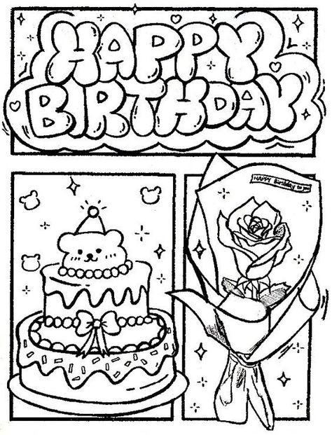 Drawings For Mom Birthday, Fnaf Food, Graffiti Coloring Pages, Hippie Coloring Pages, School Drawings, Happy Birthday Drawings, Happy Birthday Coloring Pages, Hello Kitty Colouring Pages, Kids Colouring