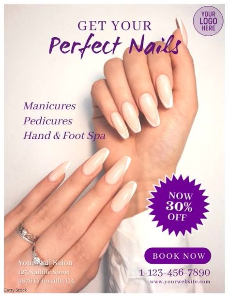 Manicure Poster Design, Nail Promotions Poster, Poster Nails Salon, Nail Poster Design Ideas, Nail Promotion Poster, Nail Salon Graphic Design, Nail Art Poster Design, Nails Flyer Design, Nail Salon Advertising