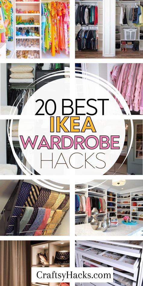 Our board showcases the ultimate IKEA closet hacks that will elevate your organization game. Discover the best closet design tips, space-saving closet organization ideas, and wardrobe storage ideas that will change the way you organize your closet space. Ikea Hacks Closet Small Spaces, Clothing Rack Organization Ideas, Hanging Clothes Storage Ideas, Pant Closet Organization, Small Closet Redo Ideas, Cloth Closet Ideas, Her Wardrobe Design, Diy Wardrobe Organisation Hacks, Ikea Diy Closet Organization