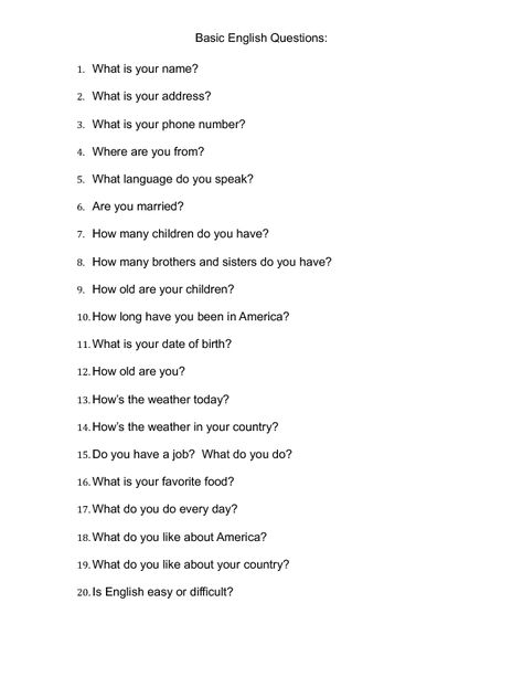 Basic English Conversation Questions English Learning Spoken Conversation, Spoken English Questions, Basic English Conversation For Beginners, Esl Conversation Questions, Basic English Questions, About Me Questions For Adults, English Basic Words, Basic English Conversation, Conversation In English