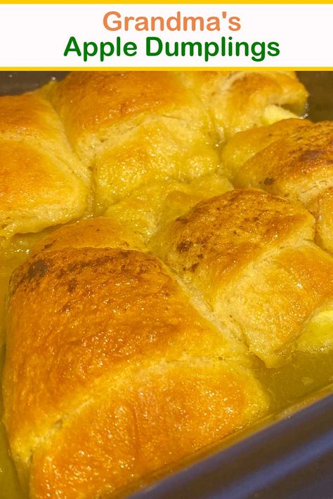 Grandma's Apple Dumplings Apple Dumplings With Crescent Rolls Orange Juice, Apple Dumplings With Orange Juice, Apple Dumplings With Crescent Rolls, Ice Box Cheesecake, Apple Pie Crescents, Crescent Roll Apple Dumplings, Dumplings Recipes, Easy Apple Dumplings, Orange Juice Recipes