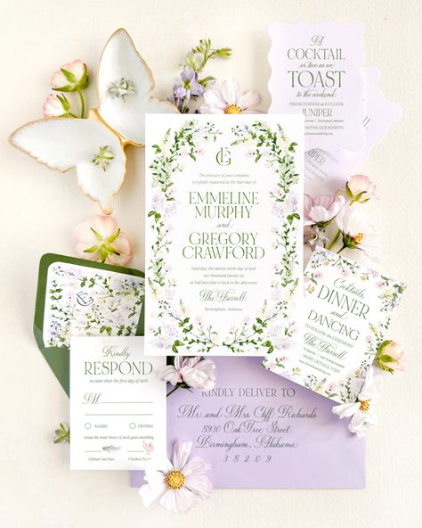 What do we love about this suite? Offered exclusively as a digitally printed suite for a quicker turnaround Fresh, bright watercolor florals An oversized invitation on double thick paper The color envelopes and their liners The wavy edge Welcome Party insert The typeface/font pairing How to Order and Production Process Select desired quantity Quick Tip: count households, not headcount, and include extras for keepsakes, photography, and returns in the mail Click Personalize and fill out order for Paper Cocktail Napkins, Green Wedding Invitations, Wedding Invitation Card Design, Wedding Invitation Card, Invitation Envelopes, Welcome To The Party, Invitation Card Design, Save The Dates, Watercolor Wedding