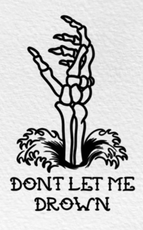 Don’t Let Me Drown Tattoo, Flash Tattoo Bmth, Drown Bmth Tattoo, Music Flash Tattoos, Bmth Tattoo, Patchwork Tattoos, Memory Ideas, Tattoo Style Art, Tiny Tats