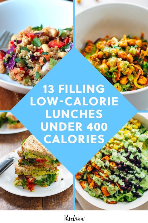 13 Filling Low-Calorie Lunches Under 400 Calories Filling Low Calorie Meals, Filling Lunches, Low Calorie Recipes Easy, 300 Calorie Meals, 400 Calorie Meals, Low Calorie Lunches, Low Calorie Vegan, Resepi Biskut, Healthy Low Calorie Meals