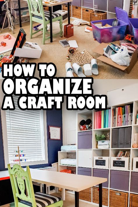 Craft Room Supply List, Organize Cube Storage, Craft Shelves Organizing, How To Set Up A Craft Room, How To Organize Your Craft Room, Simple Craft Room Ideas, Organize Scrapbook Supplies, How To Organize A Craft Room, How To Organize Craft Supplies