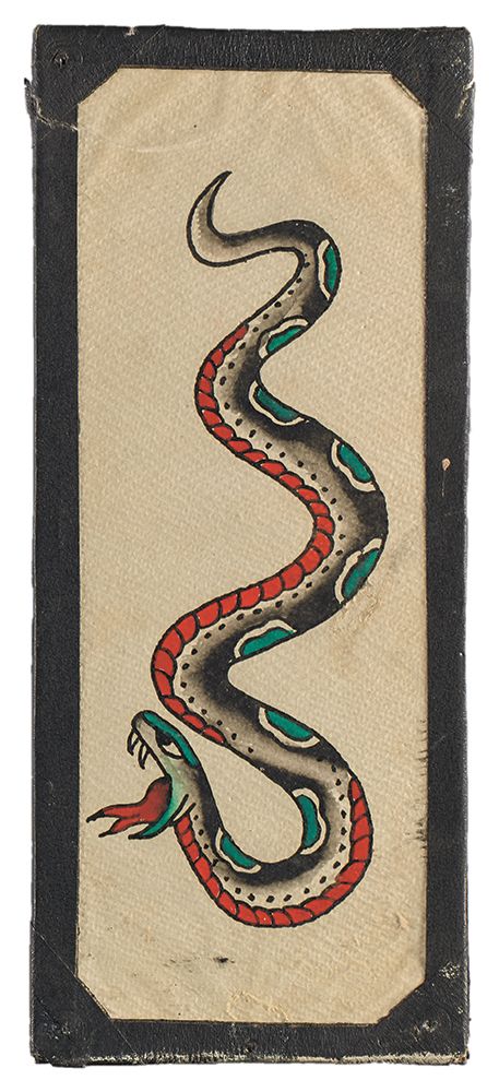 Vintage Tattoo Flash: 100 Years of Traditional Tattoos from the Collection of Jonathan Shaw | powerHouse Books Traditional Snake Tattoo, Tato Flash, Tato Tradisional, Americana Tattoo, Tattoo Snake, Tattoo Diy, Tattoo Old School, Snake Tattoo Design, Traditional Flash