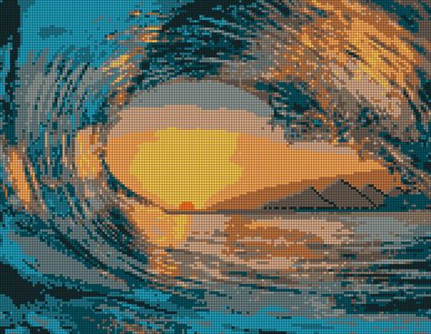 Alpha pattern #162157 | BraceletBook Sunset Alpha Pattern, Ocean Alpha Pattern, Crochet Grid, Water Sunset, Sea Landscape, Crochet Tapestry, Alpha Pattern, Tapestry Crochet, Alpha Patterns