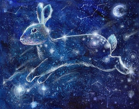 "The Rabbit Constellation" by Autumn Rozario Hall (05/04/23) #Night #Stars Constellation Animals, Space Animals Art, Space Animals, Star Constellations, Rabbit Art, Constellations, Animal Art, Stars, Photo And Video