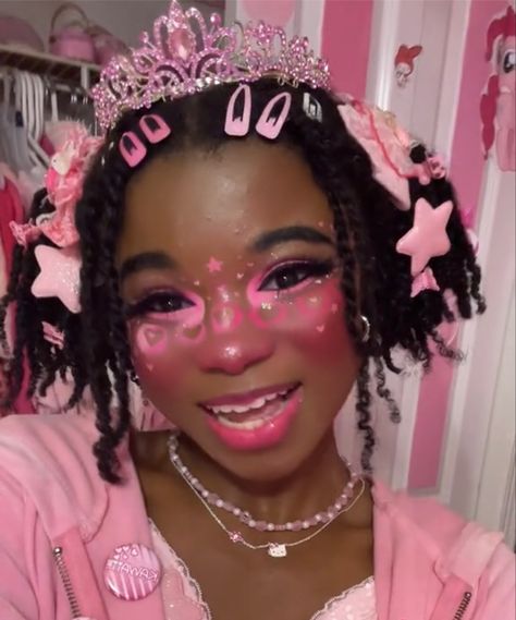 Fairy Kei Makeup, Decora Makeup, Pink Clown Makeup, Harajuku Makeup, Cute Clown Makeup, New Year's Makeup, Pink Academia, Kawaii Makeup, Swag Makeup