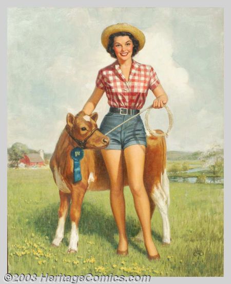 I earned blue ribbons showing angus steers in 4-H but I didn't look like this.  Lol Arte Pin Up, Pin Up Illustration, Pin Up Girl Vintage, Pin Up Vintage, Cowgirl Art, Calendar Girls, Vintage Cowgirl, Girls Pin, Pinup Art