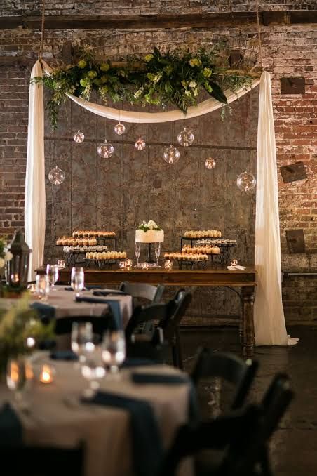 Warehouse Wedding Reception, Dessert Table Backdrop, Table Backdrop, Tafel Decor, Warehouse Wedding, Industrial Warehouse, Wedding Dessert Table, Wedding Reception Venues, Wedding Desserts