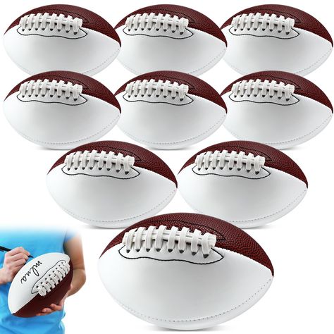 PRICES MAY VARY. Package Includes: you will receive 9 pieces of signature footballs bulk measuring about 6 inches in length of each piece, adding an authentic look to your trophy box with our official men's full size football; They will create the ideal gift for many people Quality Material: this football for signing is made of quality PU synthetic leather, which is durable and can be stored for a long time, easy to write and DIY; Please note that the football has been deflated when it is shippe Rugby, Football Trophy, Rugby Games, Football Trophies, Mini Football, Mini Footballs, Graduation Signs, White Paneling, Sport Football