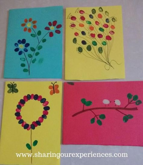 Fingerprint Greeting Card – Activity For Kids Beautiful Happy Birthday, Fingerprint Cards, Birthday Cards To Print, Stick Photo, Finger Print, Print Greeting Cards, Activity For Kids, Kids Birthday Cards, Happy Birthday Card