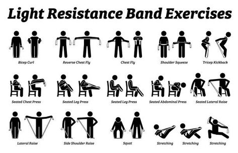 Mini Band Exercises, Core Exercises For Women, Gym Icon, Tricep Kickback, Band Exercises, Chest Fly, Lose Arm Fat, Chair Exercises, Resistance Band Workout