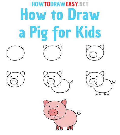 #StepbyStep #Drawing #Draw #Animals Pig Directed Drawing Preschool, Learn To Draw Animals, Step By Step Farm Animal Drawing, Draw A Pig Step By Step, How To Draw Farm Animals Easy, How To Draw Preschool, Simple How To Draw Step By Step, Pig Simple Drawing, Pig Directed Drawing