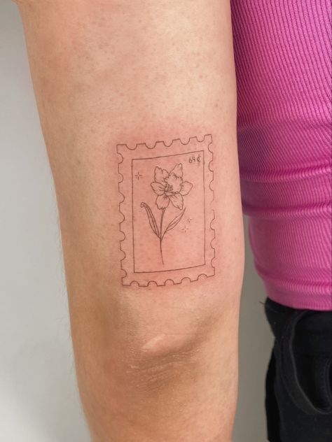 Fairy Arm Tattoo, Gladiolus And Poppy Tattoo, August Tattoos, Flower Stamp Tattoo, Gladiolus Poppy, Birthday Tattoo Ideas, Month Tattoos, August Tattoo, Welsh Tattoo