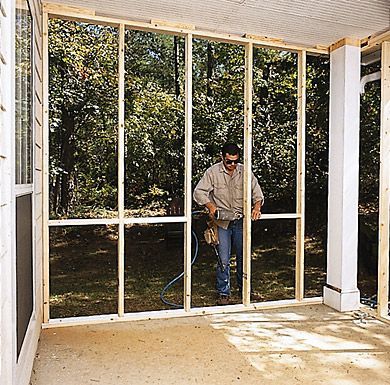 Porch Framing, Screened In Porch Diy, Porch Kits, Screened Porch Designs, Building A Porch, Porch Steps, Screened In Patio, House With Porch, Building A Shed