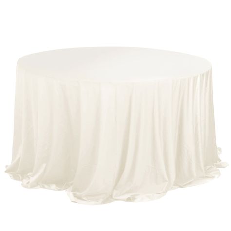 Quantity: 1 Round Tablecloth Material: Scuba Polyester Color: Ivory Size: 132" Round Thickness: 220 Gsm Hemmed Edges For An Exquisite Look. 1 Piece, Seamless Design Gives Floor Length Hang On Standard 6Ft (72") Tables Features: Stain And Wrinkle Free, Thick, Soft, Smooth, Durable, Gentle Stretch. Additional Information: Care Instruction: Machine Washable & Dryable. Do Not Bleach. Uses: Events, Restaurants, Banquet Halls, Hotels, And Hospitality Environments. - 132" Ivory Premium Scuba Wrinkle Fr Wedding Table Cloth, Table Sketch, 6 Foot Table, Table Dinner, Wedding Tablecloths, White Table Top, White Table Cloth, Banquet Hall, Round Tablecloth