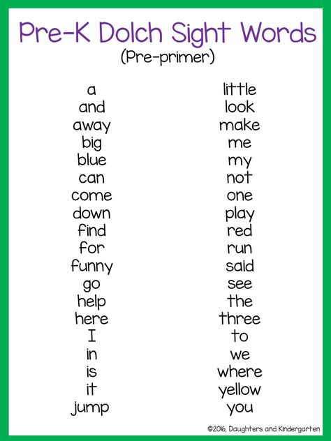 Dolch Basic Sight Words, Dolch Sight Words Kindergarten, Learn To Read Kindergarten, Sight Words Kindergarten Printables, Dolch Sight Word Activities, Kindergarten Sight Word Games, Kindergarten Sight Words List, Sight Words Kindergarten Activities, Dolch Sight Word List