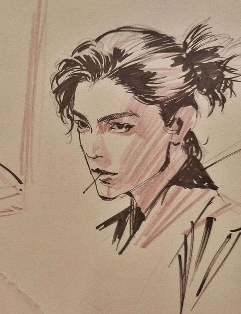 Different Manga Art Styles, Faces Drawings Sketches, Manga Style Sketch, Manga Sketch Ideas, Manga Style Art Illustrations, Realistic Manga Art Style, Asian Drawing Sketch, Manga Art Styles Character Design, Manga Anatomy Reference