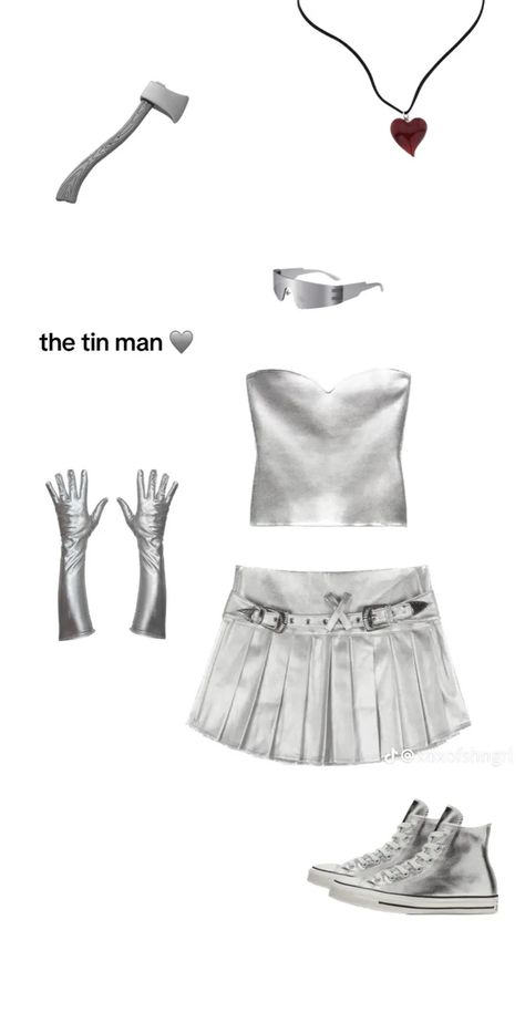 Tin Man Halloween Costume Woman, Metallic Costume Ideas, Silver Costume Ideas, White Chicks Outfit, Tin Man Costume For Women, Iconic Celebrity Halloween Costumes, Tin Man Halloween Costume, Silver Halloween Costume, Tin Man Halloween