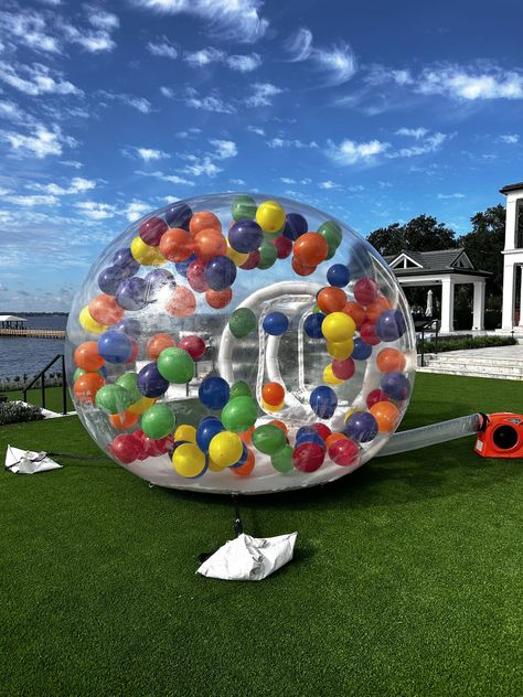 The bubble house is always a crowd pleaser! Your guests will have a blast as the balloons swirl around them. Customize it to your theme with colors and custom balloons! Party Rental Ideas, Rental Ideas, Bubble House, Rainbow Bubbles, Birthday Boys, Custom Balloons, Soft Play, The Bubble, Crowd Pleaser