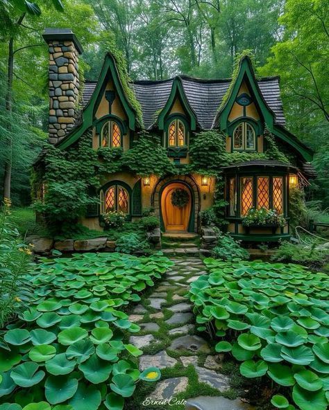 Stunning Houses, Bedroom Concept, Fairytale Life, Architecture Reference, Fairytale Houses, Storybook House, Magical House, Green Cottage, Fairytale House