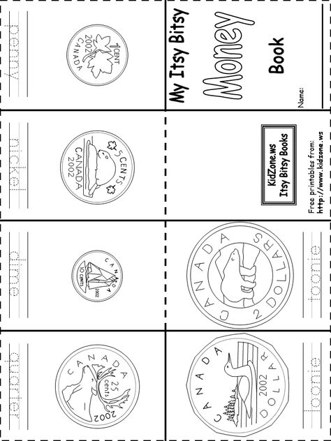 Great activity for kids heading to Canada. Make this little book to learn about Canadian money. Use it to get the kids excited about a vacation! Book Crafts Kindergarten, Money Kindergarten, Crafts Kindergarten, Canadian Money, Teaching Money, Money Activities, Money Math, Money Worksheets, Canadian Coins