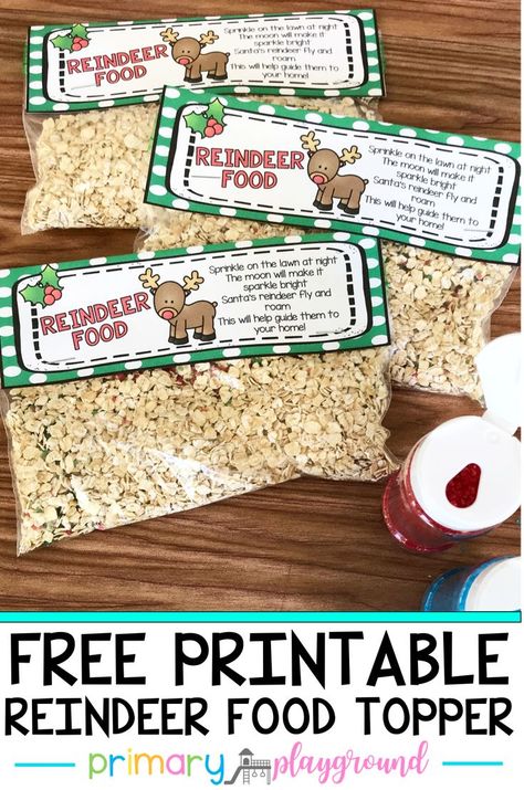 Need an easy idea for your holiday party? Have your students make reindeer food! A super easy and quick activity to do with your kiddos. Get all of the details and our free reindeer food bag topper here. Free Printable Reindeer, Reindeer Food Label, Reindeer Food Printable, Magic Reindeer Food, Colored Sugar, Reindeer Food, Food Tags, Christmas Kindergarten, Food Bag