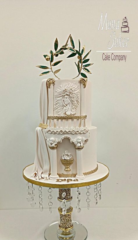 Greek Mythology Quinceanera, Greek Cake Design, Greek Mythology Cake, Greek Wedding Cake, Goddess Cake, Greek Party Theme, Comunion Cake, Greek Cake, Goddess Party