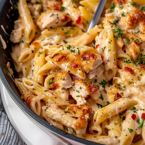 Essen, 3 Cheese Penne Pasta, Baked White Pasta Recipes, Cooking With Mia, Pasta Dish Recipes, Cracked Chicken Casserole, Shredded Chicken Pasta Recipes, Chicken Penne Casserole, Pasta Dishes Recipes