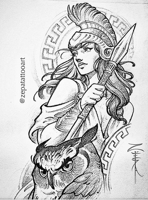 Athena Goddess Drawing, Greek Goddess Sketch, Athena Sketch, Athena Tattoo Design Greek Mythology, Greek Goddess Tattoo, Goddess Greek, Athena Tattoo, Norse Mythology Tattoo, Greek Goddess Art