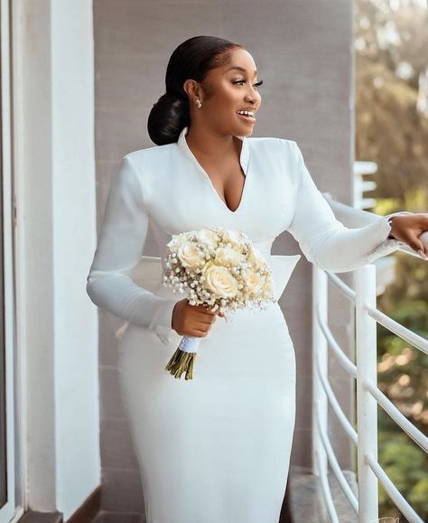 Civil Wedding Dresses Black Women, Civil Wedding Dresses Classy, Wedding Dress With Detachable Train, Civil Dress, Dress With Detachable Train, Courthouse Wedding Dress, Elegant Bridal Gown, Civil Wedding Dresses, Classy Wedding Dress