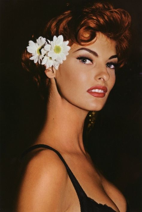 Richard Avedon, Tumblr, Woman With Red Hair, Braided Hairdo, Original Supermodels, Flowers In Her Hair, 90s Supermodels, 90s Models, Cut Her Hair