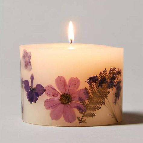 The 16 Best Holiday Gifts From Free People | Who What Wear Pressed Flowers Candles, Plant Candles, Nature Candles, Pressed Flower Gifts, Candles With Dried Flowers, Diy Candles With Flowers, Dried Flower Candles, Floral Candles, Pretty Candles