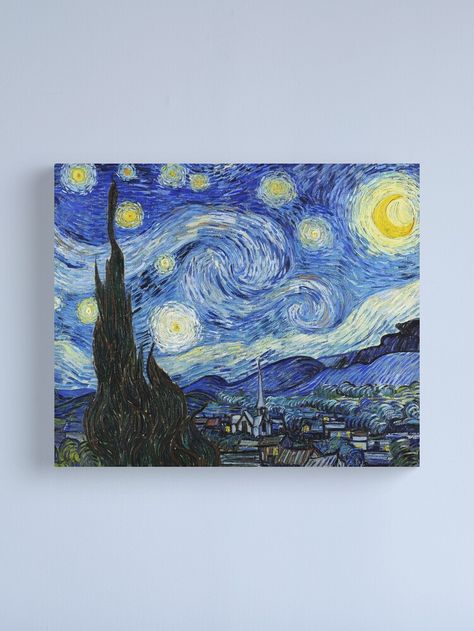 "Starry Night Vincent Van Gogh" Canvas Print by ind3finite | Redbubble Van Gogh Famous Paintings, Gogh The Starry Night, Starry Night Art, Vincent Van Gogh Paintings, The Starry Night, Van Gogh Paintings, Starry Night Van Gogh, Night Painting, Impressionist Art