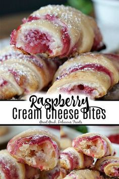 Raspberry Cream Cheese Bites are filled with a cheesecake like filling and a delicious homemade raspberry sauce. #raspberrydanish #creamcheeserecipes #raspberrypastry #raspberryrecipes #greatgrubdelicioustreats Fruit Filled Desserts, Raspberry Cream Cheese Danish, Cream Cheese Bites, Raspberry Cream Cheese, Raspberry Desserts, Cream Cheese Danish, Raspberry Cream, Cheese Danish, Raspberry Recipes