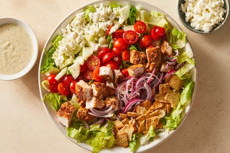 Chicken Gyro Chopped Salad Recipe Gyro Salad, Chopped Salads, Longevity Recipes, Chicken Gyro, Lunch Foods, Chopped Salad Recipes, Seared Chicken, Salmon And Shrimp, Greek Seasoning