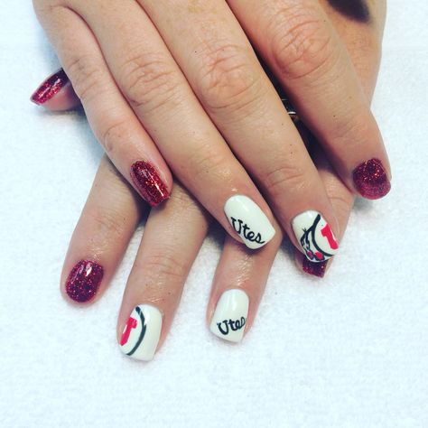 Utah Utes! Utah Utes Football Nails, University Of Utah Nails, Utah Utes Nails, U Of Utah, Utah Utes Football, Utah Football, Football Nails, Utah Utes, University Of Utah