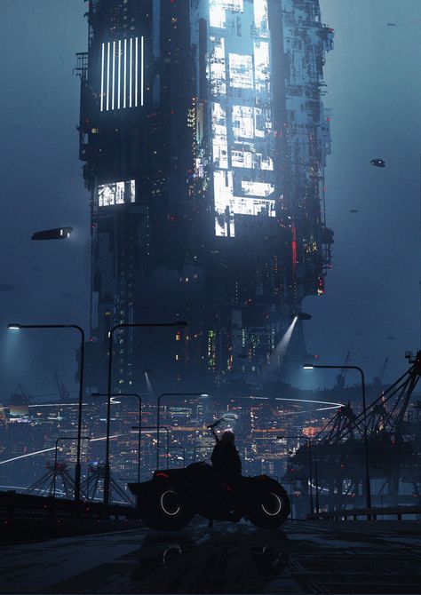 Cyberpunk Dnd, Dystopian Book, Scene Reference, Ville Cyberpunk, Beautiful Animation, Echo Echo, Composition Ideas, Art Cyberpunk, Sci Fi Landscape