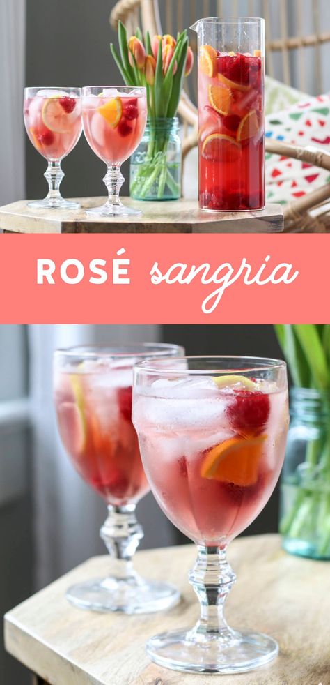 This Rosé Sangria is the perfect blend of citrus, fresh berries, and rosé.  A perfect #cocktail recipe for #spring and summer entertaining. #sangria #rose Sangria, Fruity Sangria, Rosé Sangria, Rose Sangria, Recipe For Summer, Sangria Recipe, Summer Entertaining, Fresh Berries, Cocktail Recipe